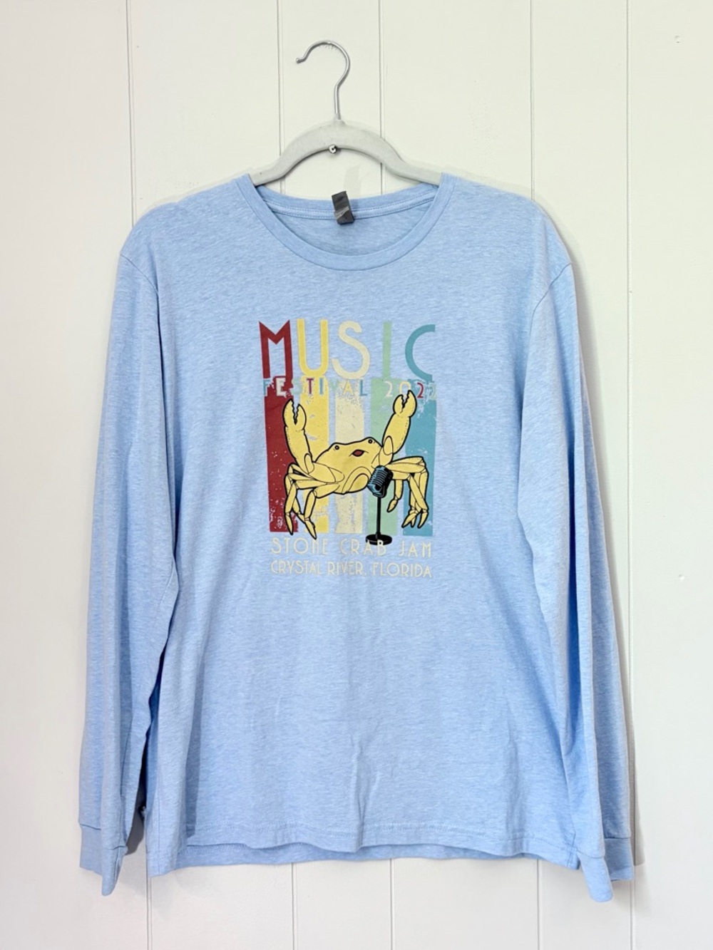 Crystal River FL Music Festival Next Level Apparel Blue Crewneck Tee Unisex M